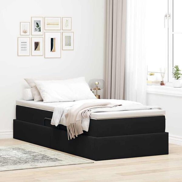 vidaXL Lit avec rangement et matelas Noir 90 x 190 cm Velours