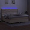 vidaXL Sommier &agrave; lattes de lit matelas et LED Cr&egrave;me 200x200 cm Tissu