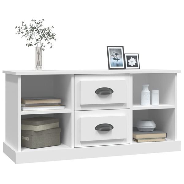 vidaXL Meuble TV blanc 99,5x35,5x48 cm bois d'ingénierie