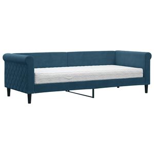 vidaXL Lit de jour avec matelas bleu 80x200 cm velours