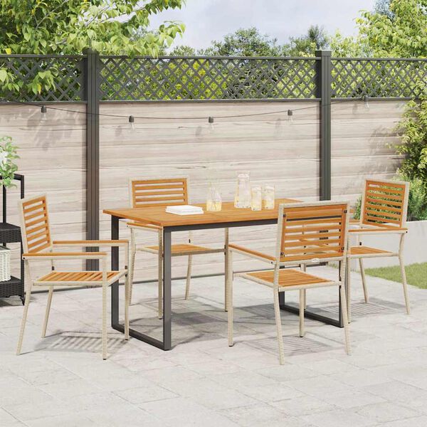vidaXL Ensemble de salle &agrave; manger pour jardin 5 pcs Beige