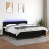 vidaXL Sommier &agrave; lattes de lit et matelas et LED Noir 160x200 cm Tissu