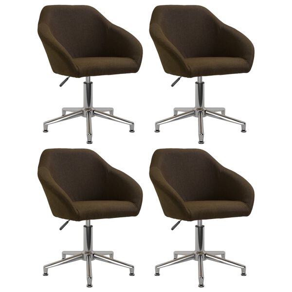 vidaXL Chaises pivotantes &agrave; manger lot de 4 marron fonc&eacute; tissu