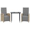 vidaXL Ensemble de bistro 3 pcs avec coussins beige r&eacute;sine tress&eacute;e