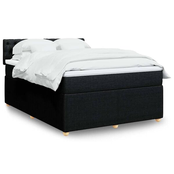 vidaXL Sommier &agrave; lattes de lit avec matelas Noir 140x200 cm Tissu