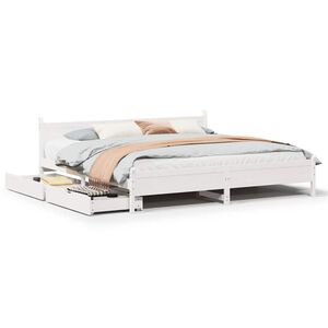 vidaXL Cadre de lit sans matelas blanc 200x200 cm bois massif de pin