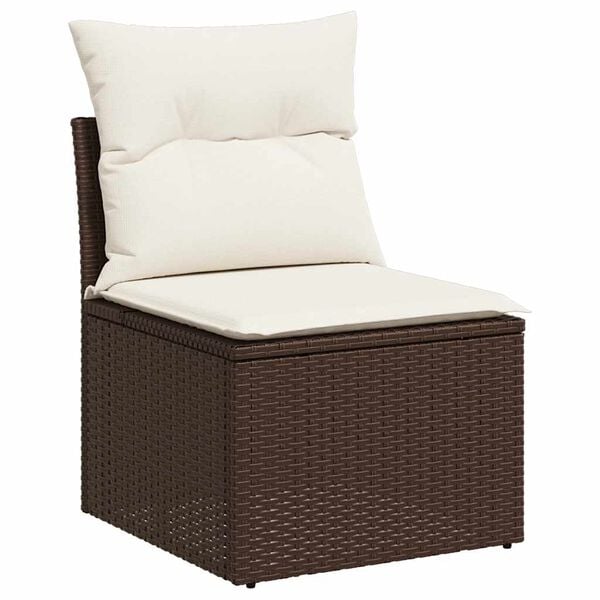 vidaXL Salon de jardin avec coussins 5 pcs marron r&eacute;sine tress&eacute;e