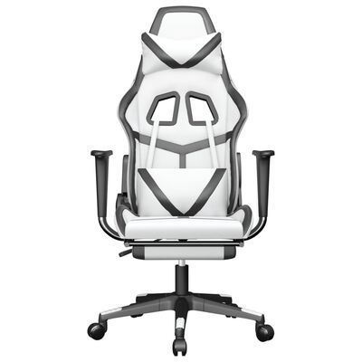 vidaXL Chaise de jeu avec repose-pied Blanc et noir Similicuir