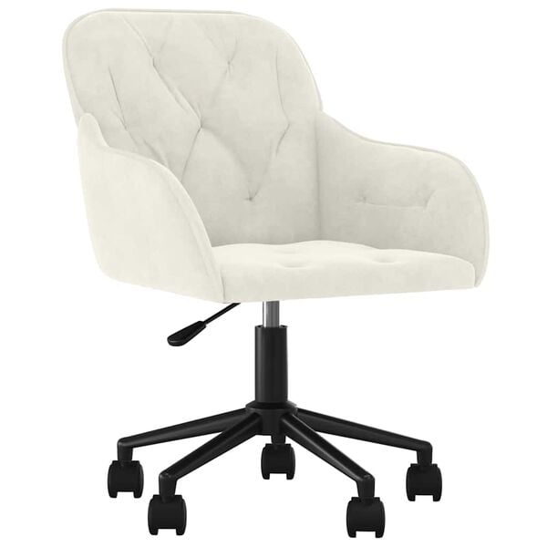 vidaXL Chaise pivotante de bureau Crème Velours