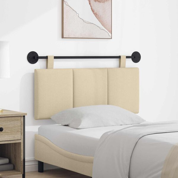 vidaXL T&ecirc;te de lit suspendue Montage mural Cr&egrave;me 110 x 55 x 5 cm tissu