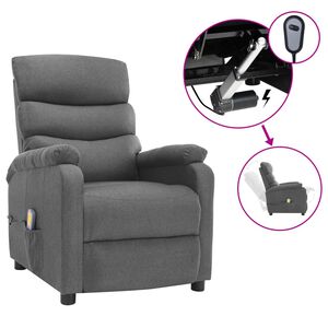 vidaXL Fauteuil &eacute;lectrique de massage gris clair tissu