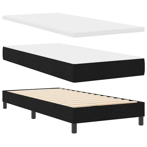 vidaXL Lit &agrave; ressorts avec matelas Noir 90 x 190 cm tissu