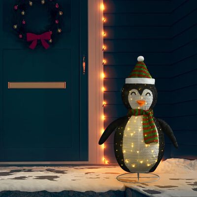 vidaXL Décoration de Noël pingouin à LED Tissu de luxe 120 cm