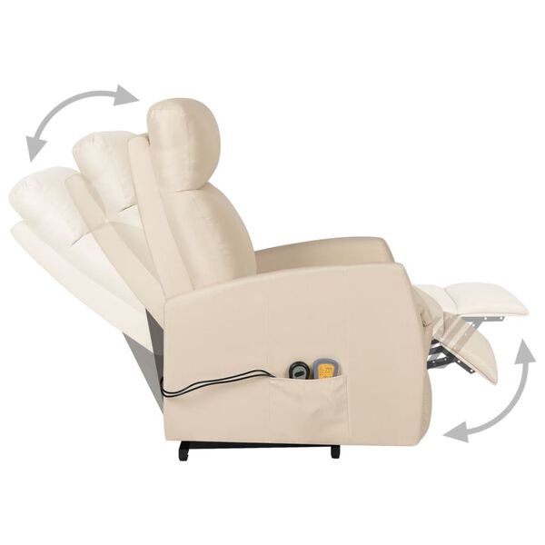 vidaXL Fauteuil de massage Crème Tissu