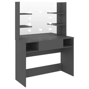 vidaXL Table de maquillage avec &eacute;clairage LED 100x40x135 cm MDF Gris