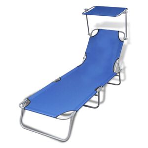 vidaXL Chaise longue pliable avec auvent acier et tissu rouge