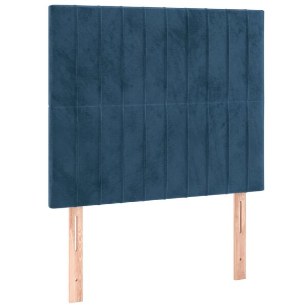 vidaXL T&ecirc;te de lit &agrave; LED Bleu fonc&eacute; 80x5x118/128 cm Velours