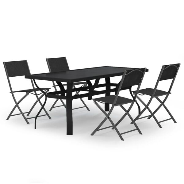 vidaXL Ensemble &agrave; manger de jardin 5 pcs Gris et noir