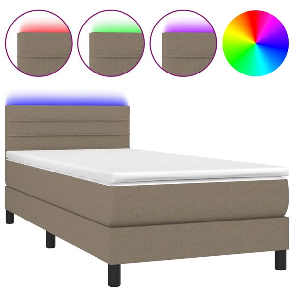vidaXL Sommier &agrave; lattes de lit avec matelas LED Taupe 80x200 cm Tissu