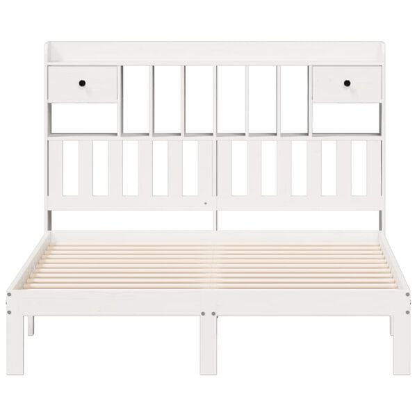 vidaXL Lit bibliothèque sans matelas blanc 140x200 cm bois pin massif