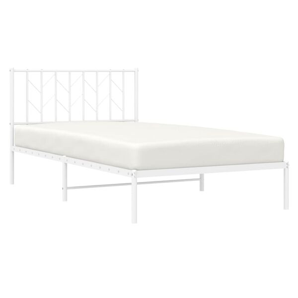 vidaXL Cadre de lit m&eacute;tal sans matelas et t&ecirc;te de lit blanc 107x203 cm