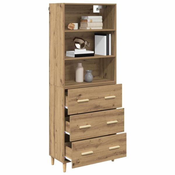 vidaXL Haut Armoire avec tiroir Ch&ecirc;ne artisanal 69,5 x 32,5 x 180 cm