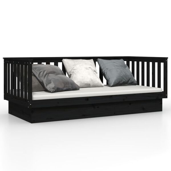 vidaXL Lit de jour sans matelas noir 100x200 cm bois de pin massif