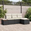 vidaXL Ensemble de canap&eacute; de jardin 4 pcs Noir et Cr&egrave;me Poly Rattan