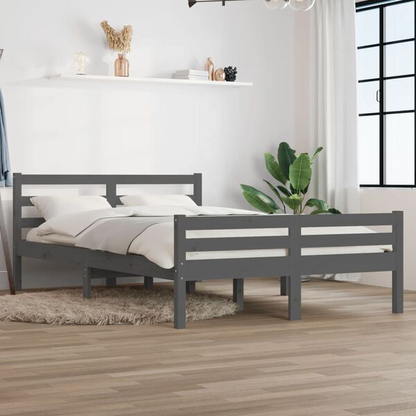 vidaXL Cadre de lit sans matelas gris bois massif 120x200 cm