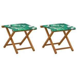 vidaXL Chaise Longue 2 pcs Bois d'eucalyptus massif Motif feuilles