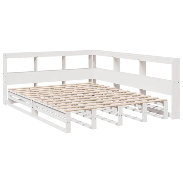 vidaXL Lit biblioth&egrave;que sans matelas blanc 160x200 cm bois pin massif