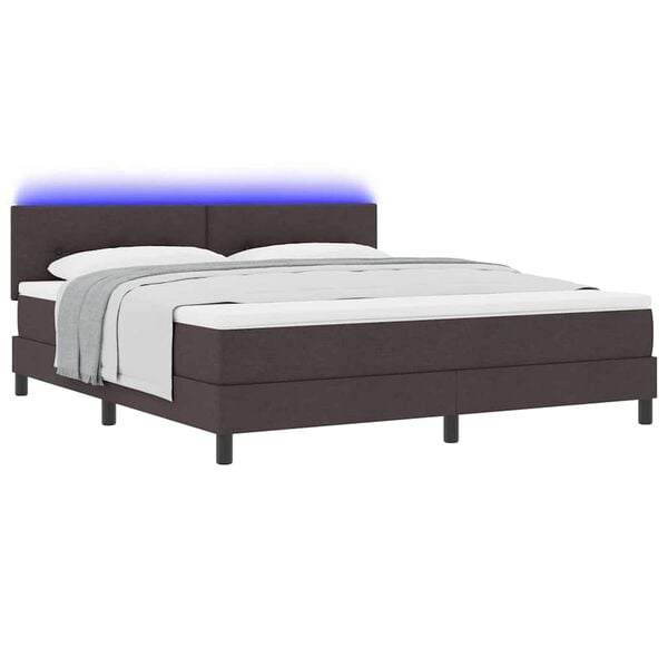 vidaXL Lit &agrave; ressorts avec matelas Marron fonc&eacute; 180 x 200 cm tissu