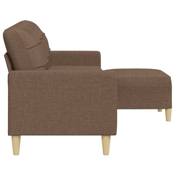 vidaXL Canap&eacute; &agrave; 3 places avec repose-pieds Marron 210 cm Tissu