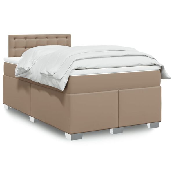 vidaXL Sommier &agrave; lattes de lit matelas cappuccino 120x190cm similicuir