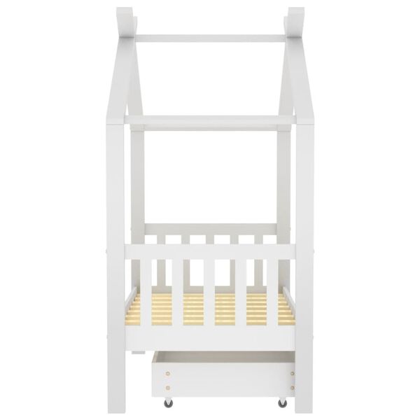 vidaXL Cadre de lit enfant avec tiroir blanc pin massif 70x140 cm