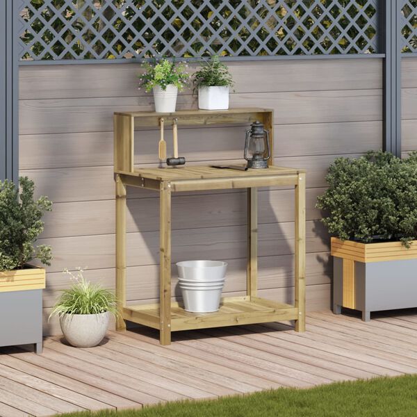 vidaXL Table de rempotage avec &eacute;tag&egrave;res bois de pin impr&eacute;gn&eacute;