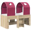 vidaXL Lit avec Tunnel 3 pc Sonoma et Rouge Bois d'ing&eacute;nierie