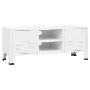 vidaXL Meuble TV industriel Blanc 105x35x42 cm M&eacute;tal