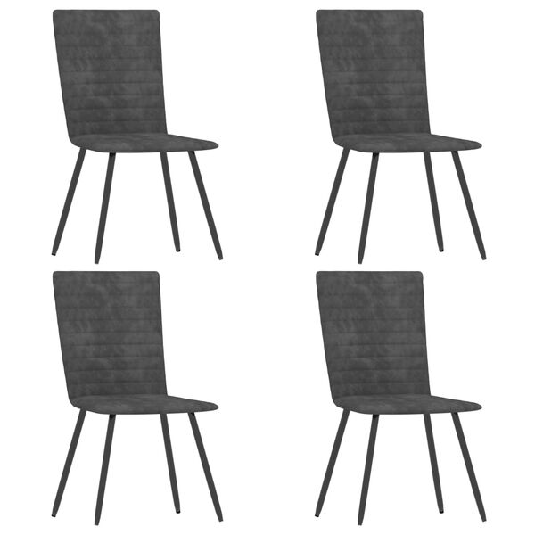 vidaXL Chaises &agrave; manger lot de 4 gris velours