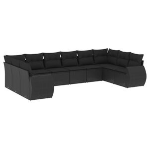 vidaXL Salon de jardin 10 pcs avec coussins noir r&eacute;sine tress&eacute;e