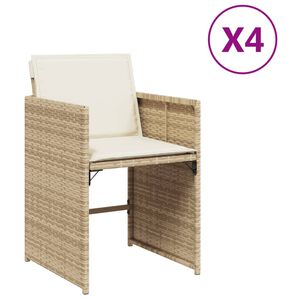 vidaXL Chaises de jardin avec coussins lot de 4 beige r&eacute;sine tress&eacute;e