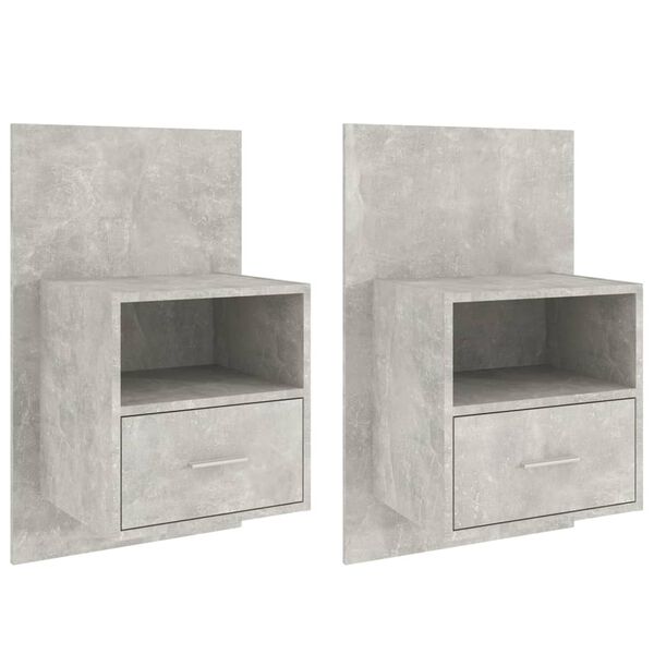 vidaXL Tables de chevet murales 2 pcs Gris b&eacute;ton