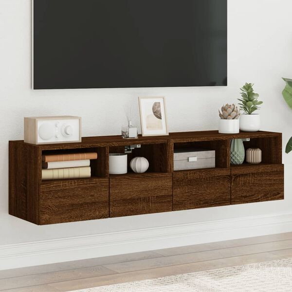 vidaXL Meubles TV muraux 2 pcs ch&ecirc;ne marron 60x30x30cm bois ing&eacute;nierie