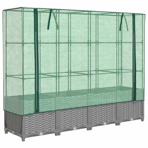 vidaXL Jardini&egrave;re sur&eacute;lev&eacute;e avec housse aspect rotin 160x40x138 cm