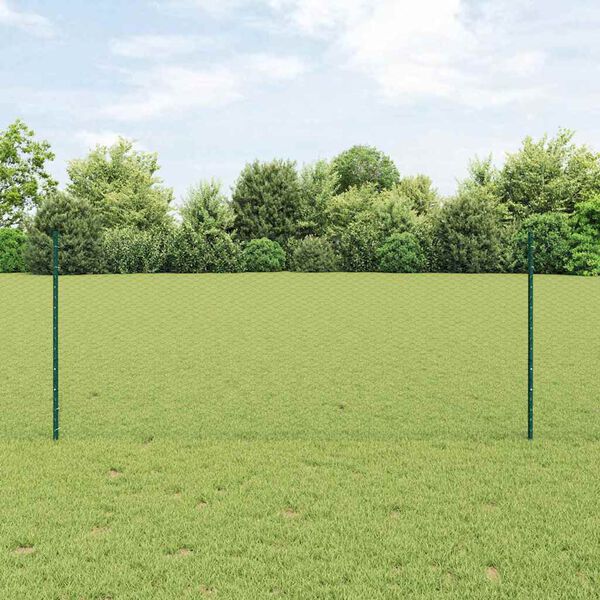 vidaXL Cl&ocirc;ture avec poteau Vert 1 x 50 m Acier et PVC