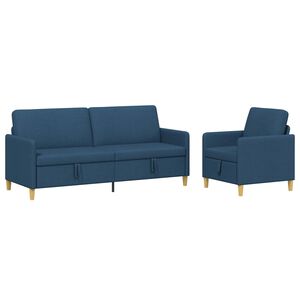vidaXL Canap&eacute; avec rangement 2 pc Bleu Polyester