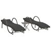 vidaXL Chaises longues lot de 2 avec table gris r&eacute;sine tress&eacute;e