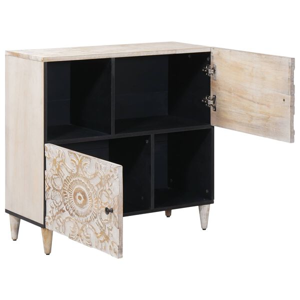 vidaXL Buffet avec porte Blanc 80 x 33,5 x 75 cm Bois de mangue massif
