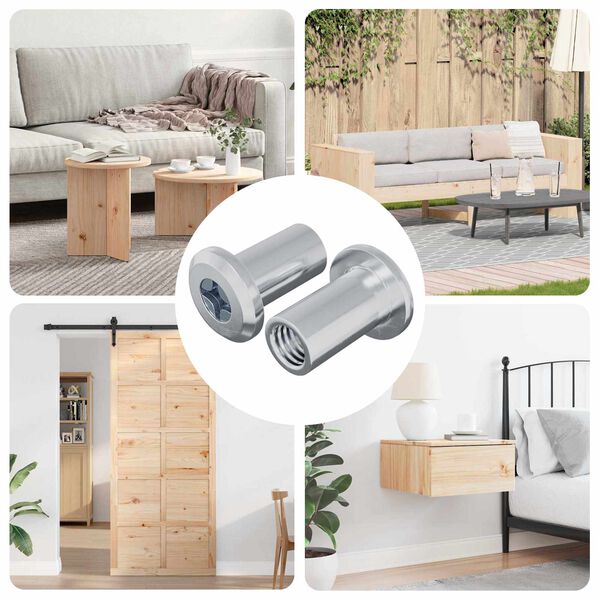 vidaXL Ecrou de verrouillage 2 pcs Argent&eacute; M6 x 15 mm Acier