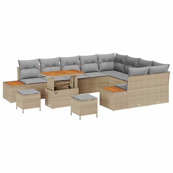 vidaXL Ensemble de canap&eacute; de jardin avec coussin Beige Poly rotin